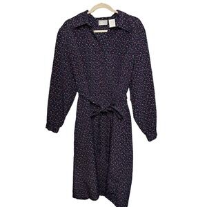 VTG Blair Midi Polka-Dot Dress Women's Large Casual Semi-Formal Accented Waist